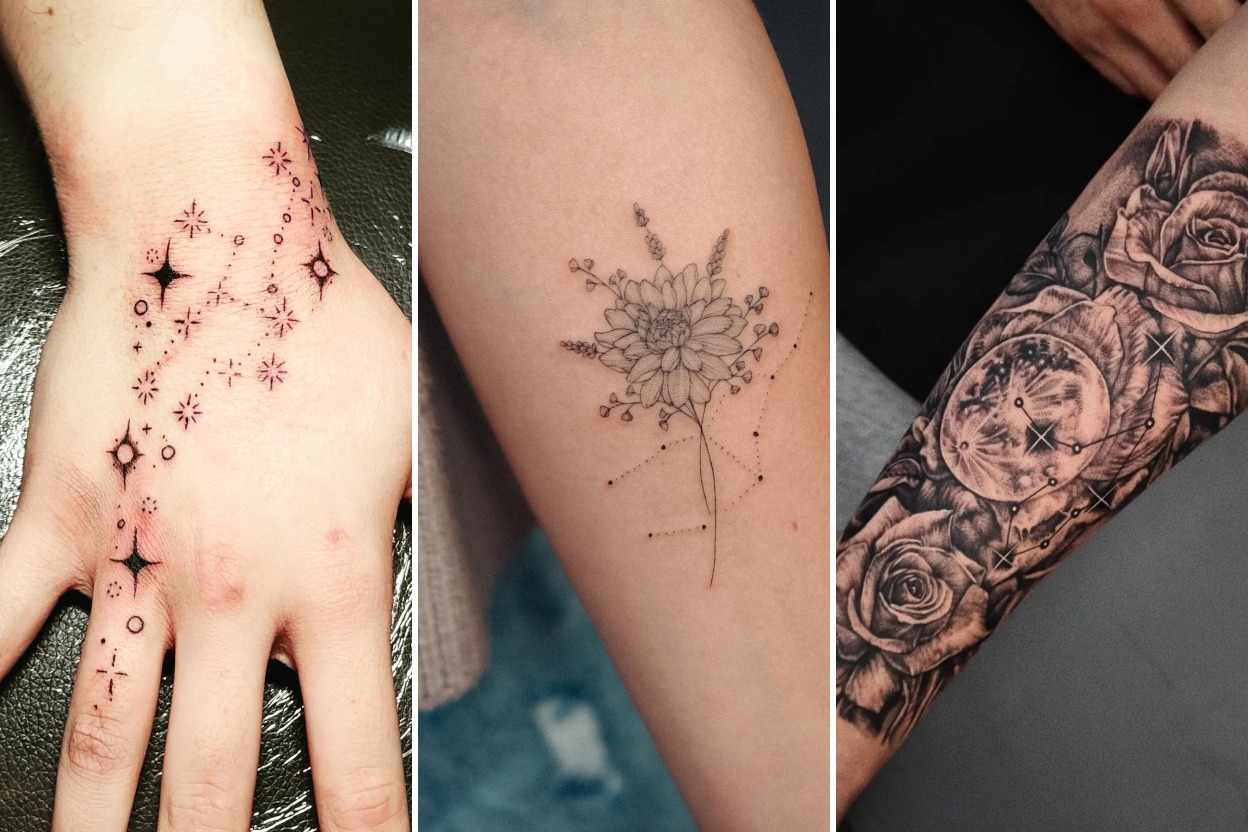 32+ Virgo Tattoo Ideas Celebrating Grounded Logic, Earth, and Purity Featured 3-Panel Lookbook Collage