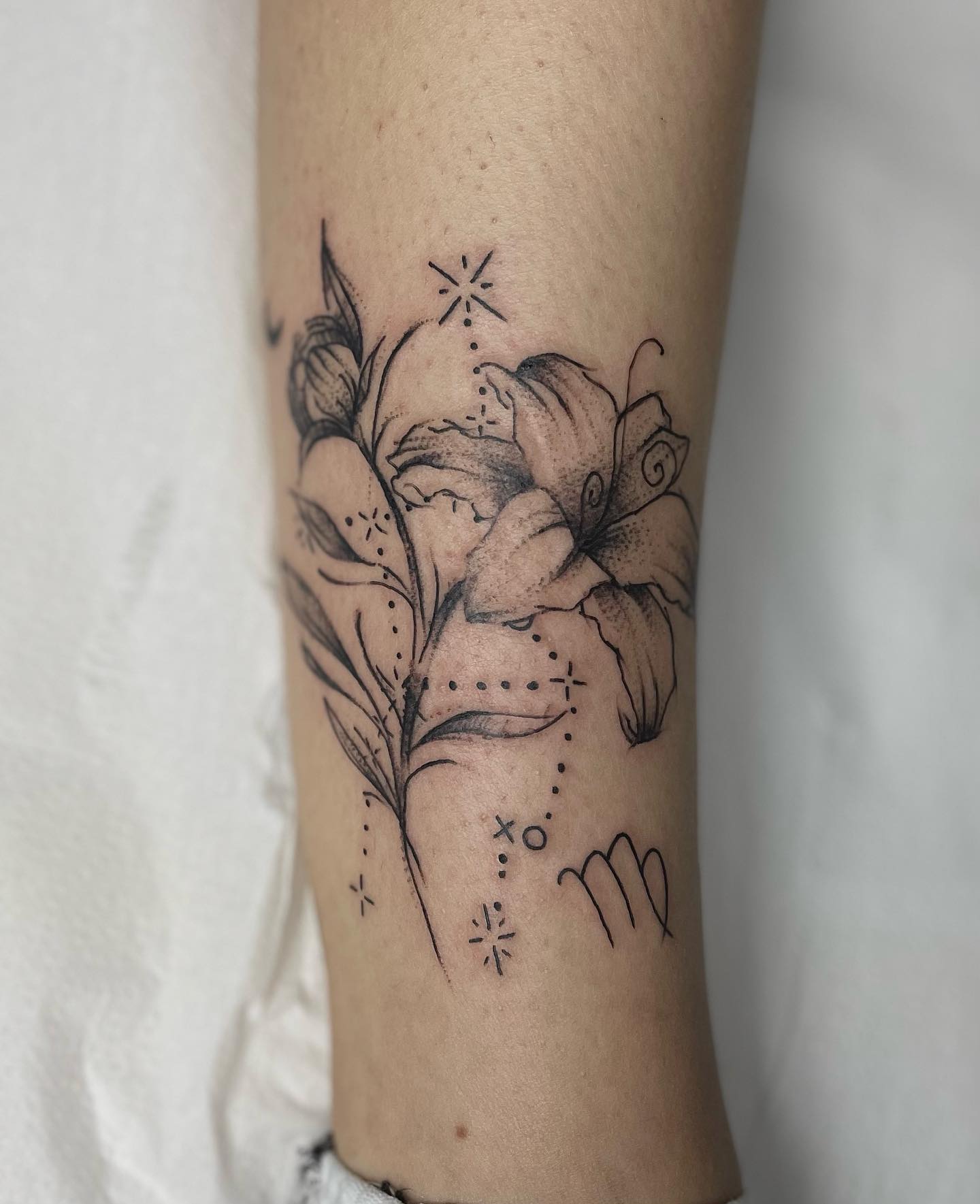 Floral Virgo Constellation Tattoo Tattoo on skin