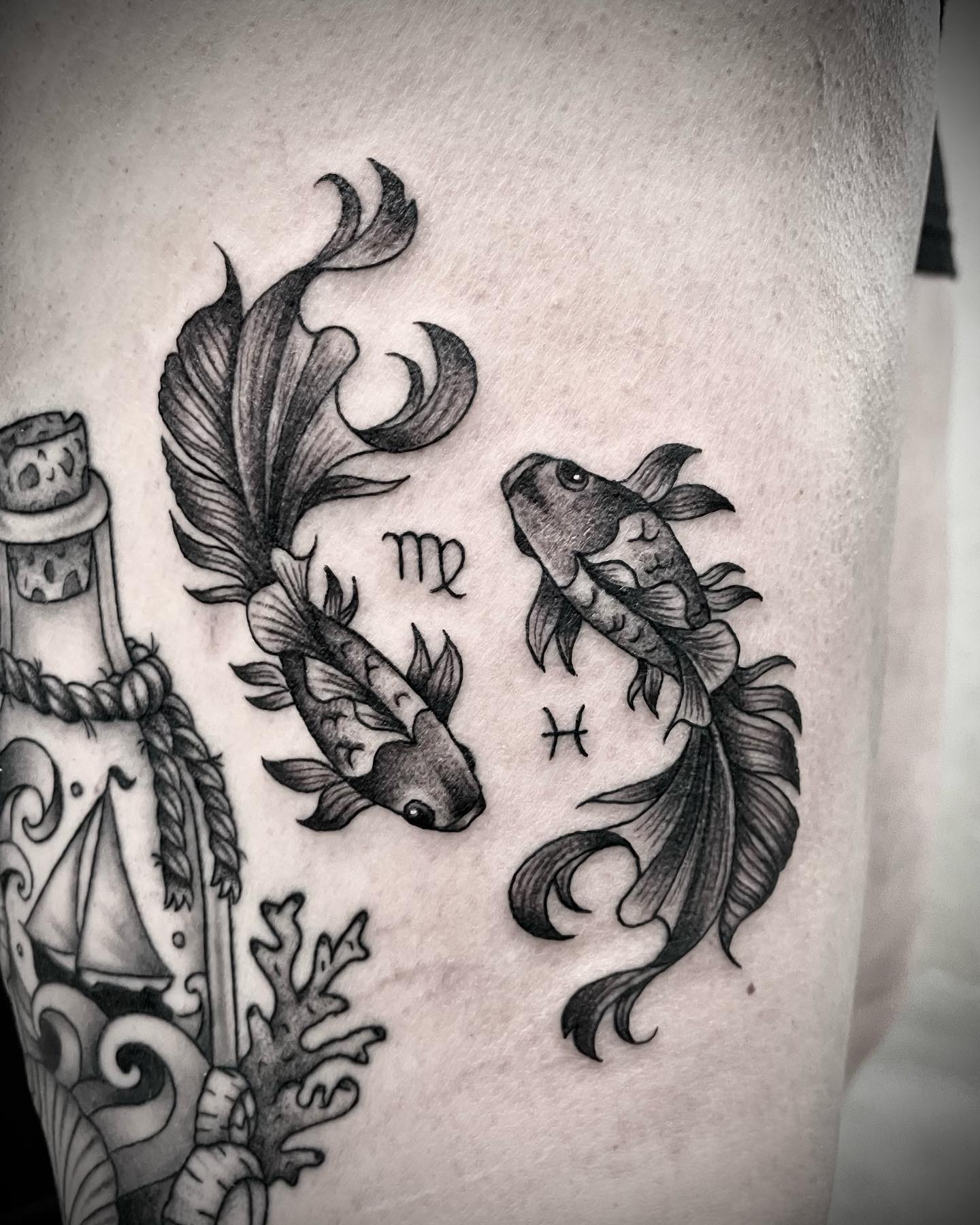 Virgo And Pisces Tattoo Tattoo on skin