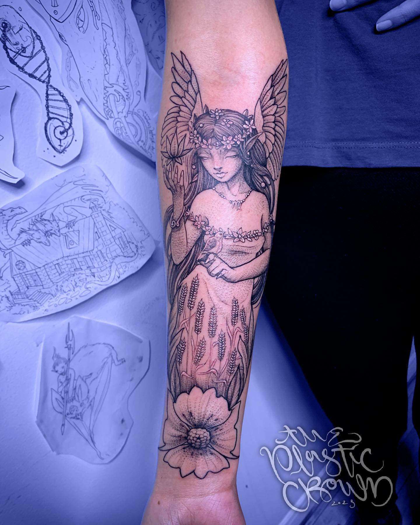 Virgo Angel Guardian Tattoo Tattoo on skin
