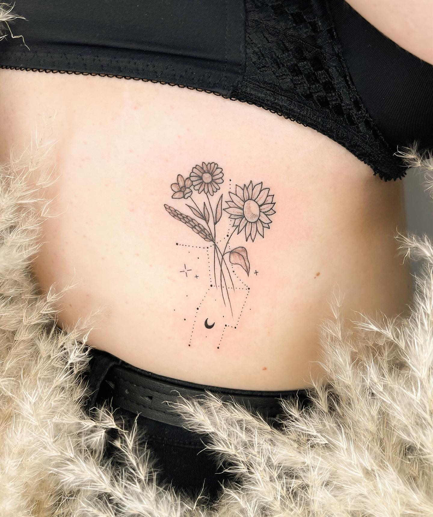 Virgo September Flower Tattoo Tattoo on skin