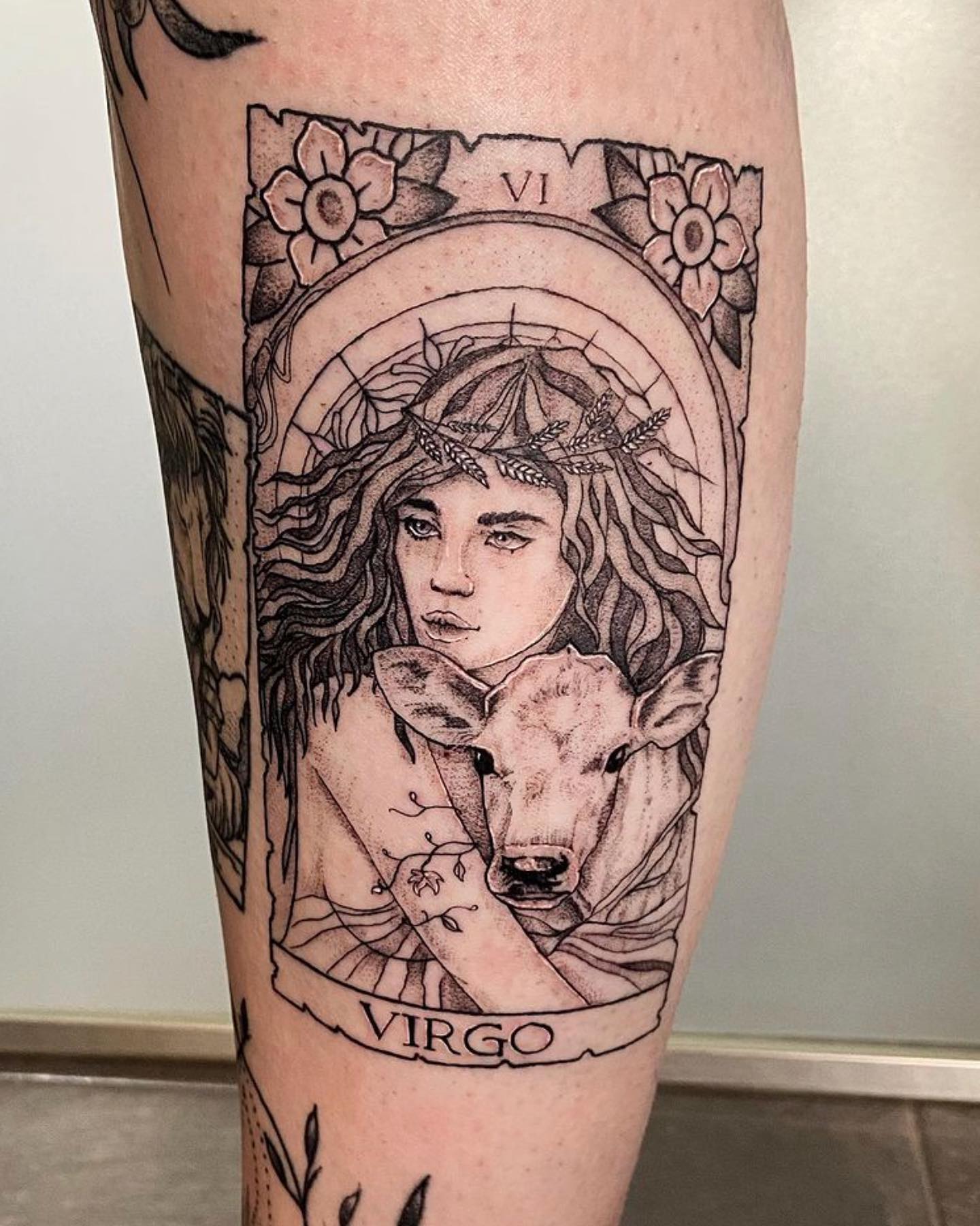 Virgo Tarot Card Tattoo Tattoo on skin
