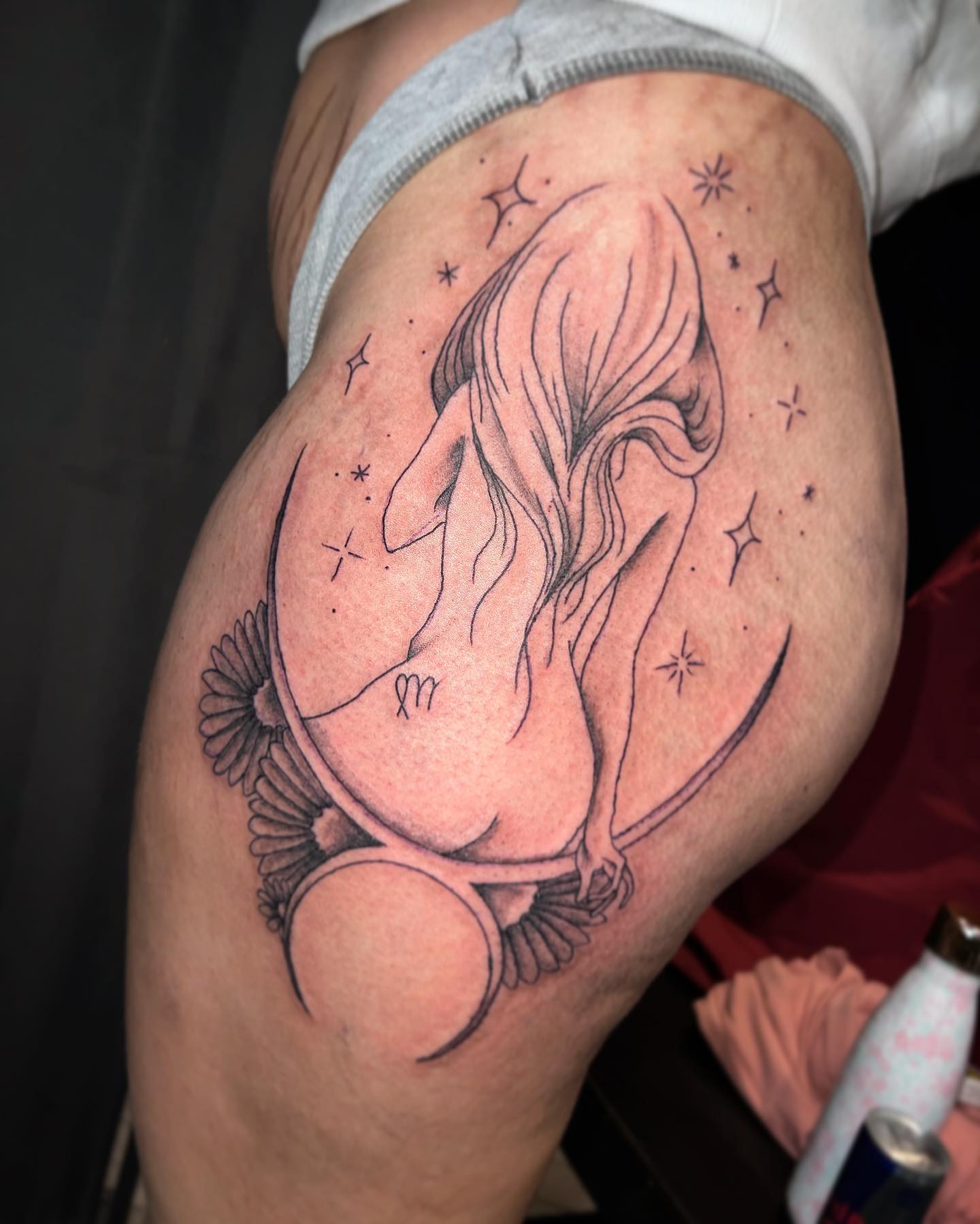 Virgo Thigh Tattoos Tattoo on skin