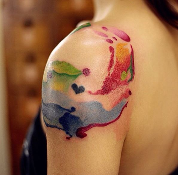 Awesome tattoo of the world map on a guy&rsquo;s feet Tattoo on skin