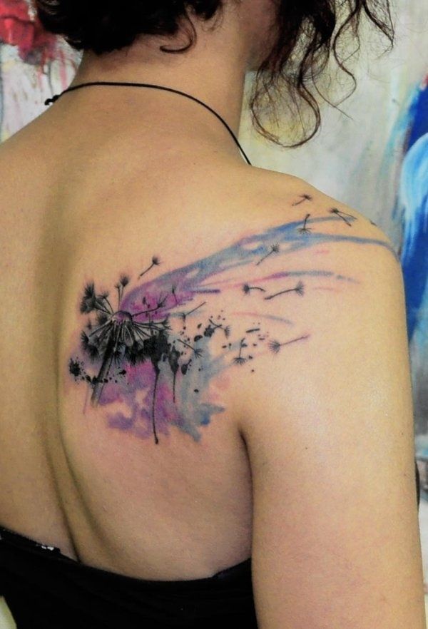 Circular watercolor tattoo on guy&rsquo;s arm Tattoo on skin