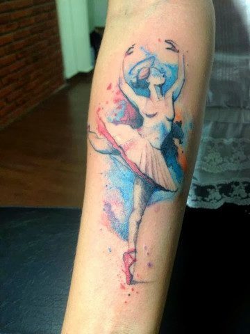 watercolor ink Tattoo on skin