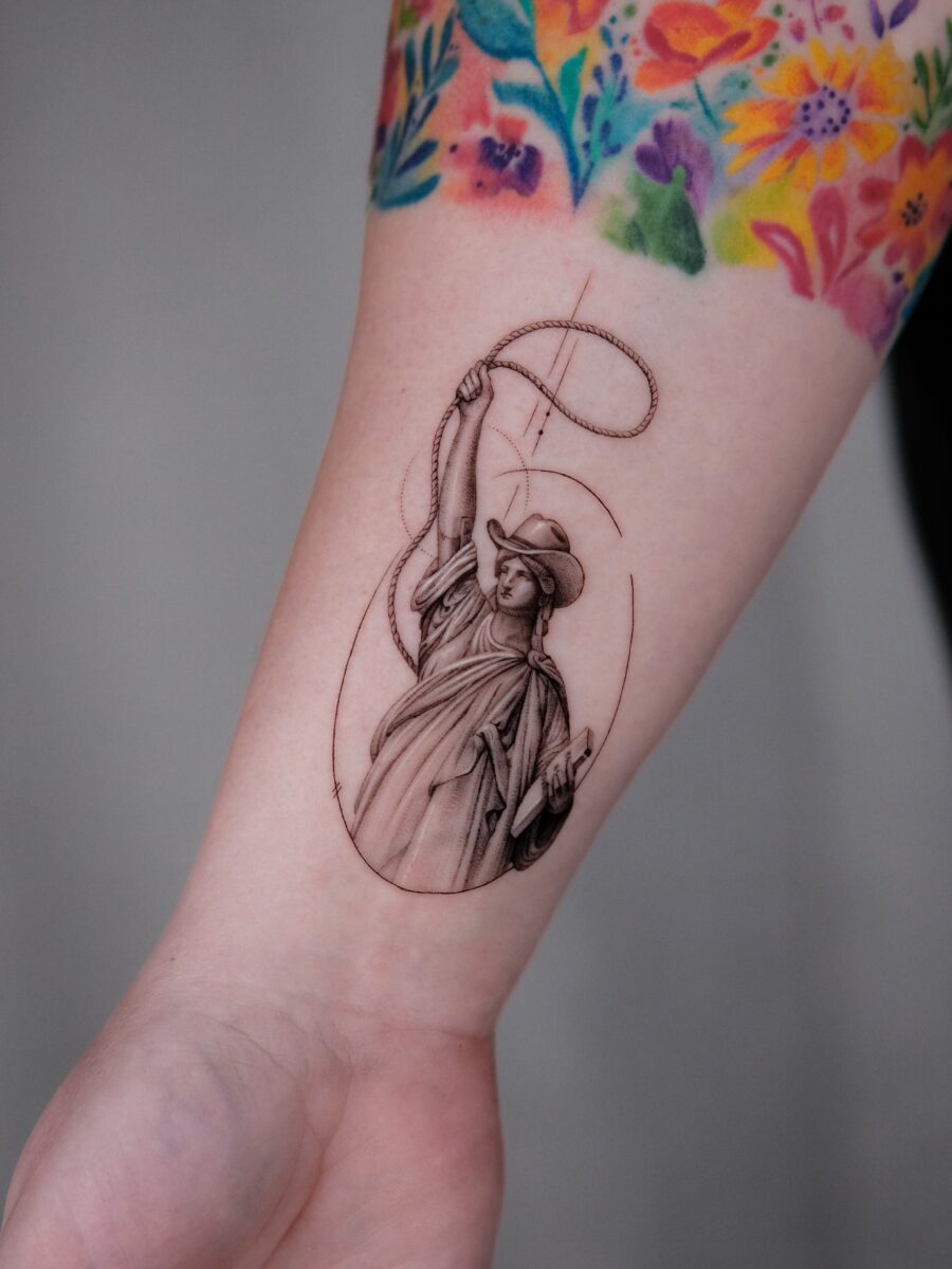 Classic western cowboy tattoo capturing adventure spirit Tattoo on skin