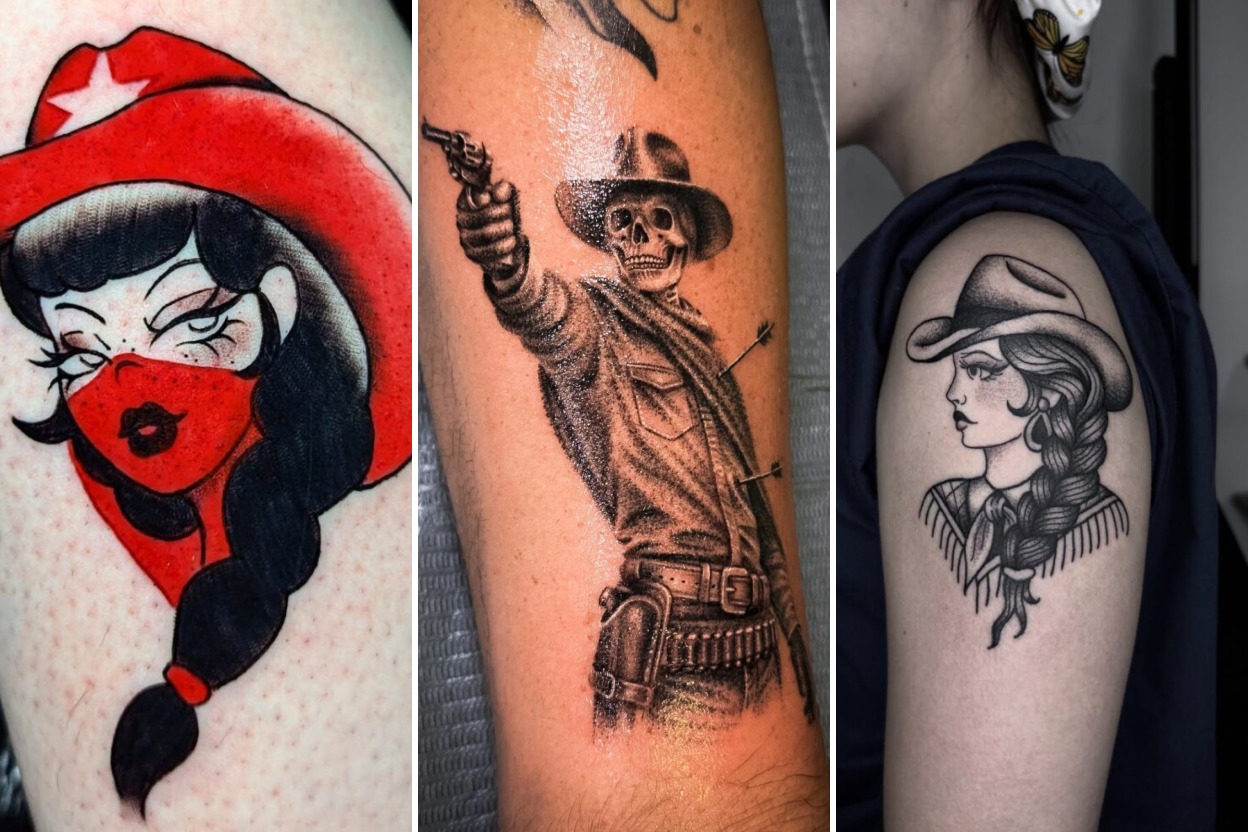 35+ Western Tattoo Ideas Channeling Rugged Frontier Spirit and Rodeo Lore Featured 3-Panel Lookbook Collage
