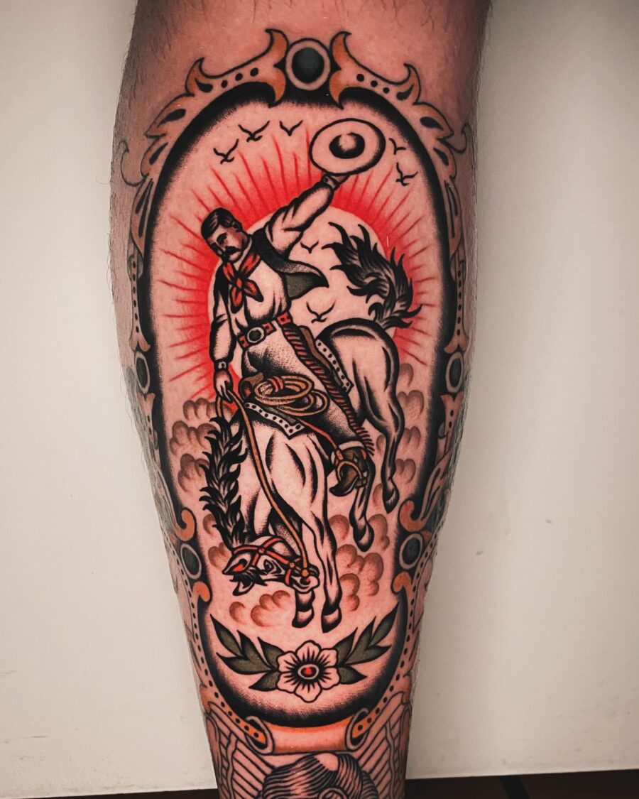 Vibrant western rodeo rider tattoo concept Tattoo on skin