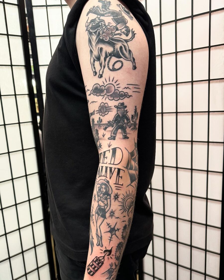 Western tattoos showcasing cowboy culture and charm Tattoo on skin