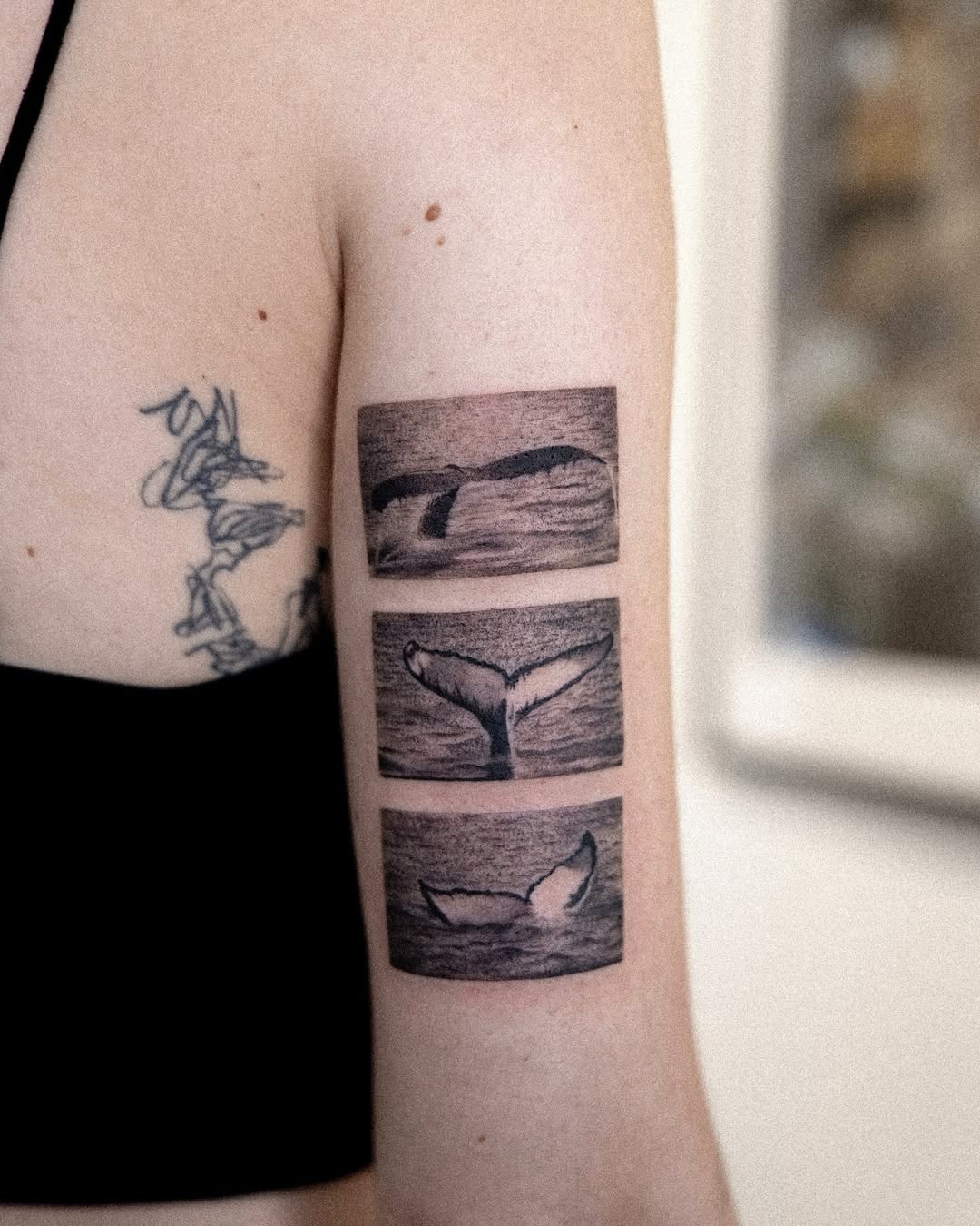 Unique Triptych Whale Tattoo for Arm Tattoo on skin