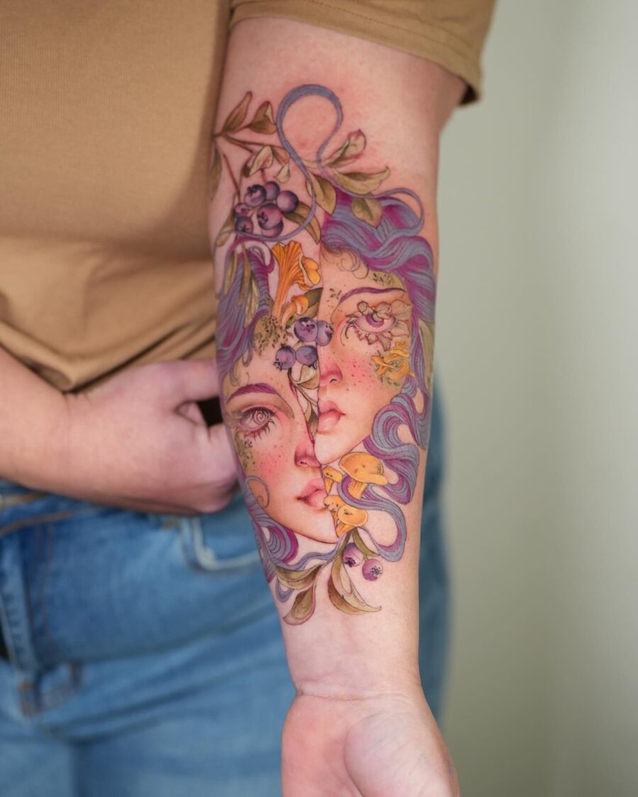 A creative blend of nature and beauty Tattoo on skin