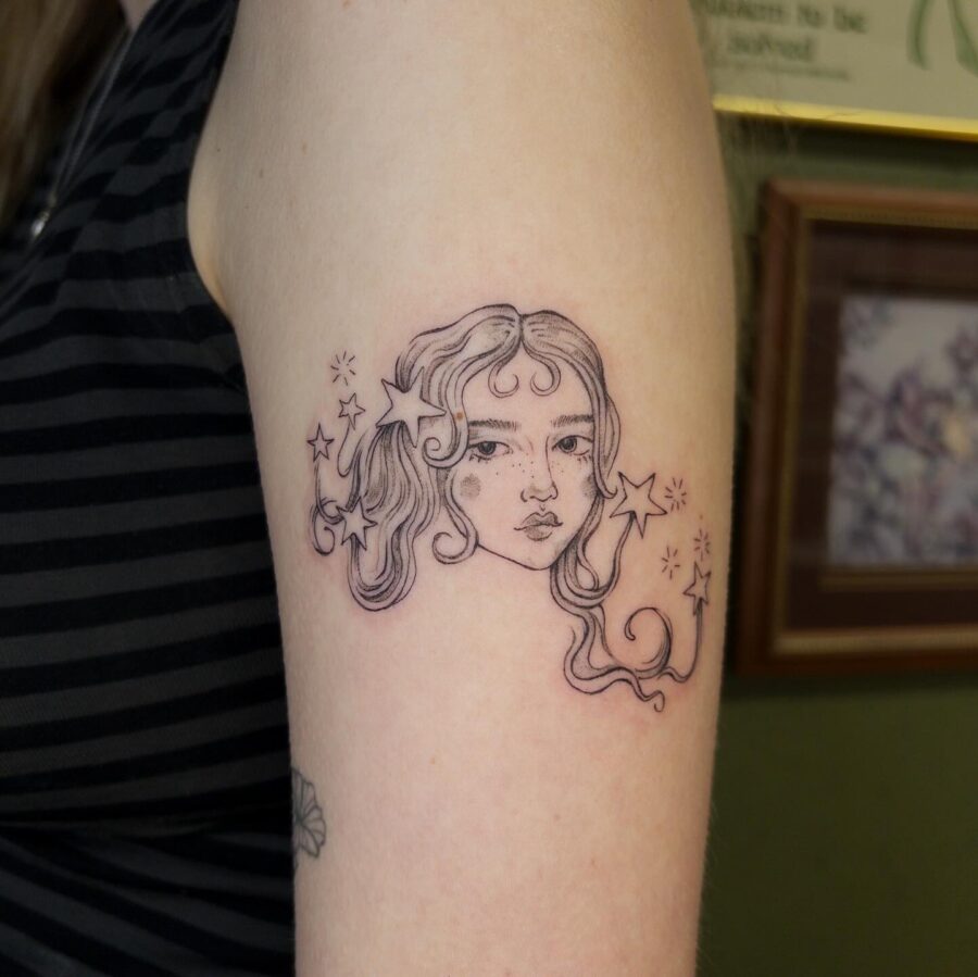 Delightful starry girl tattoo design Tattoo on skin