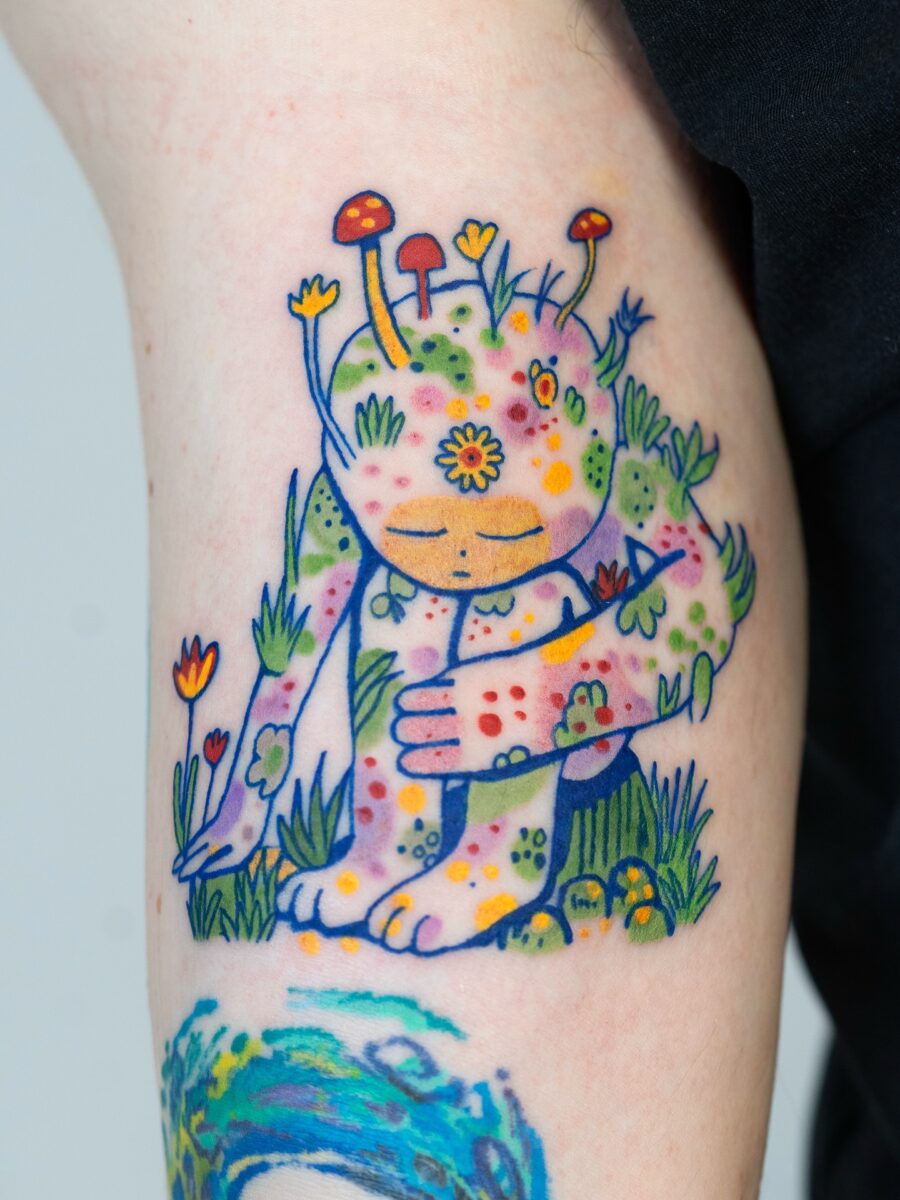 Enchanting forest creature tattoo full of colors Tattoo on skin