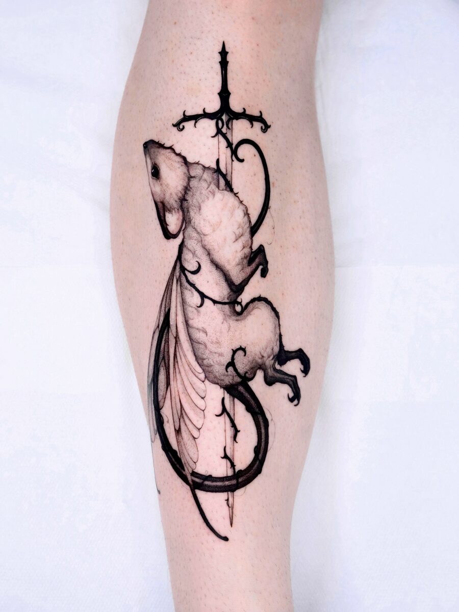 Intricate Design of a Winged Mouse Tattoo Tattoo on skin