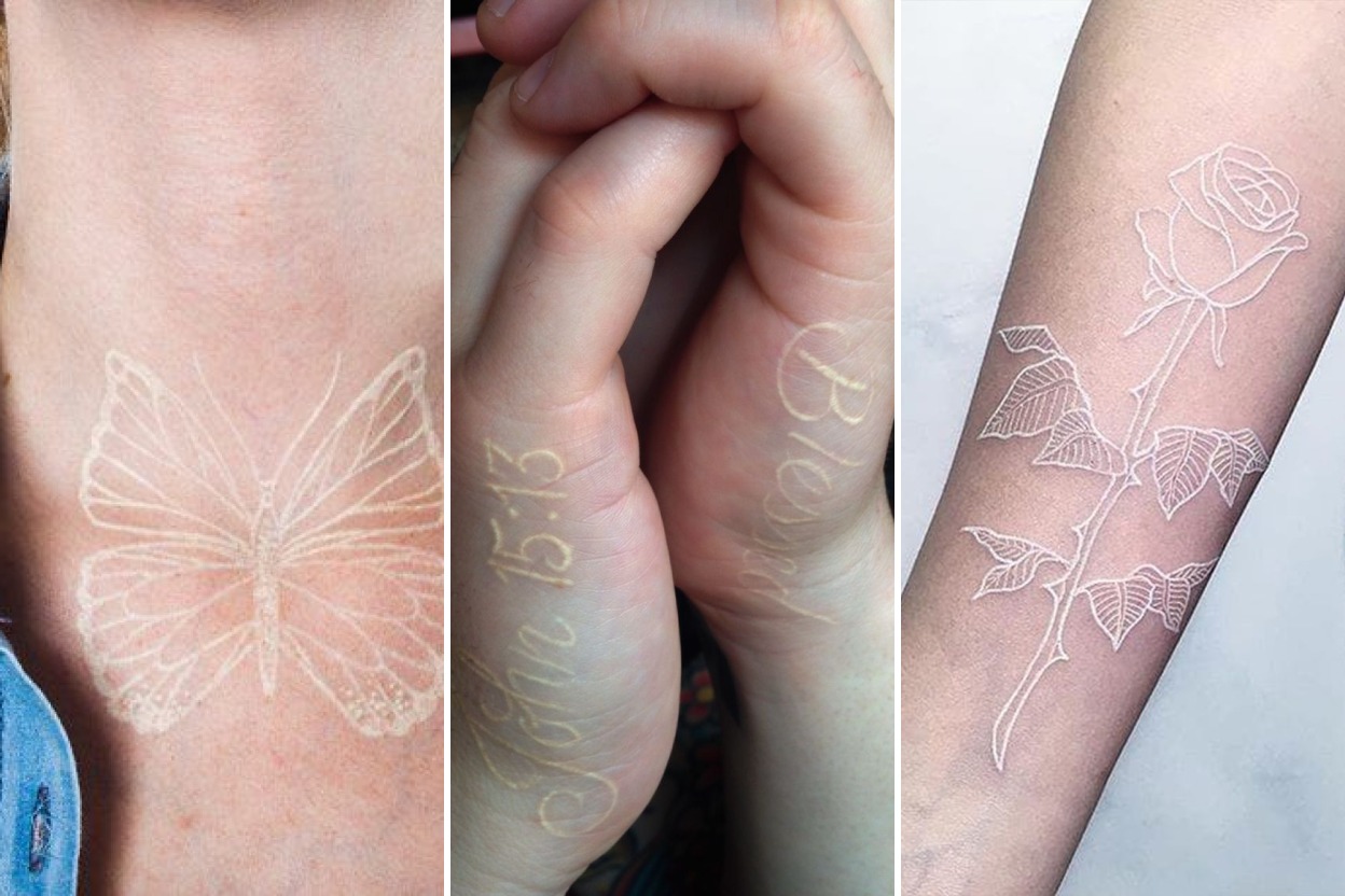 25+ Subtle White Ink Tattoos Glowing With Delicate Elegance Featured 3-Panel Lookbook Collage