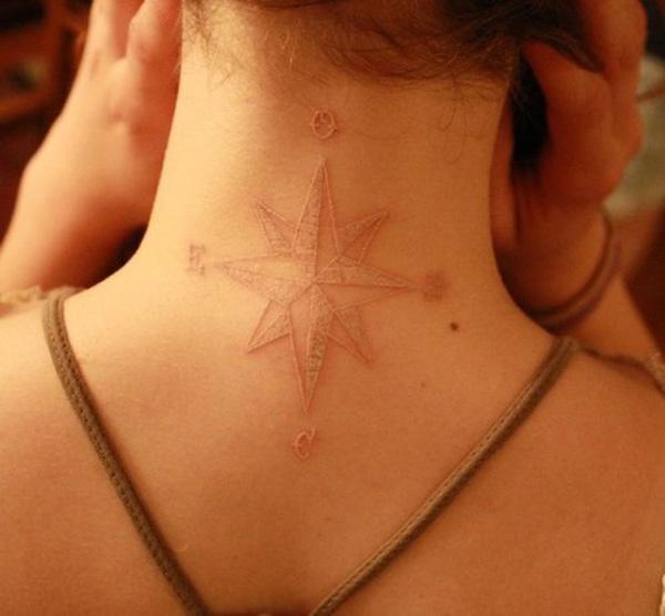 Who Knows Where the Compass Rose Goes White Ink Tattoo Tattoo on skin