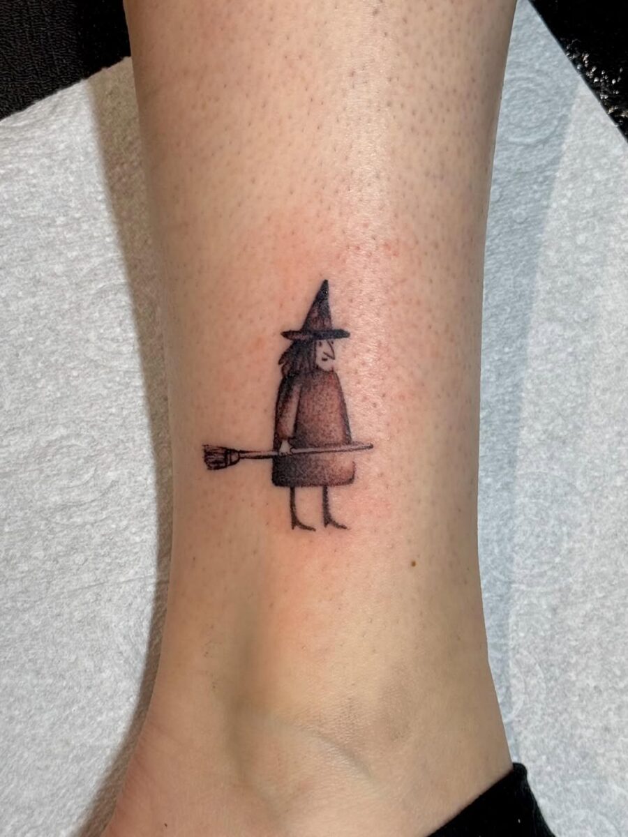 Charming witch hat tattoo with a whimsical vibe Tattoo on skin