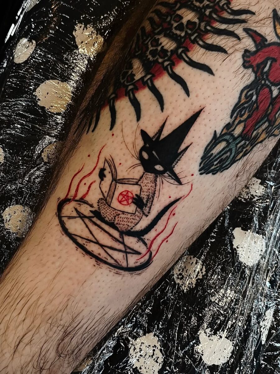 Intriguing witch hat tattoo with a mystical twist Tattoo on skin