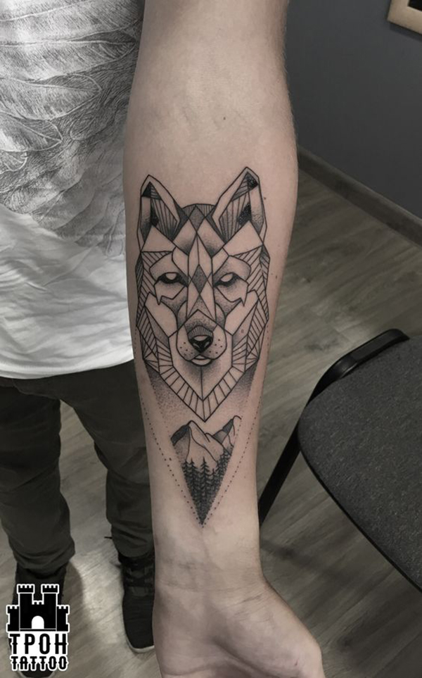 Geometric Wolf Arm Tattoo Tattoo on skin