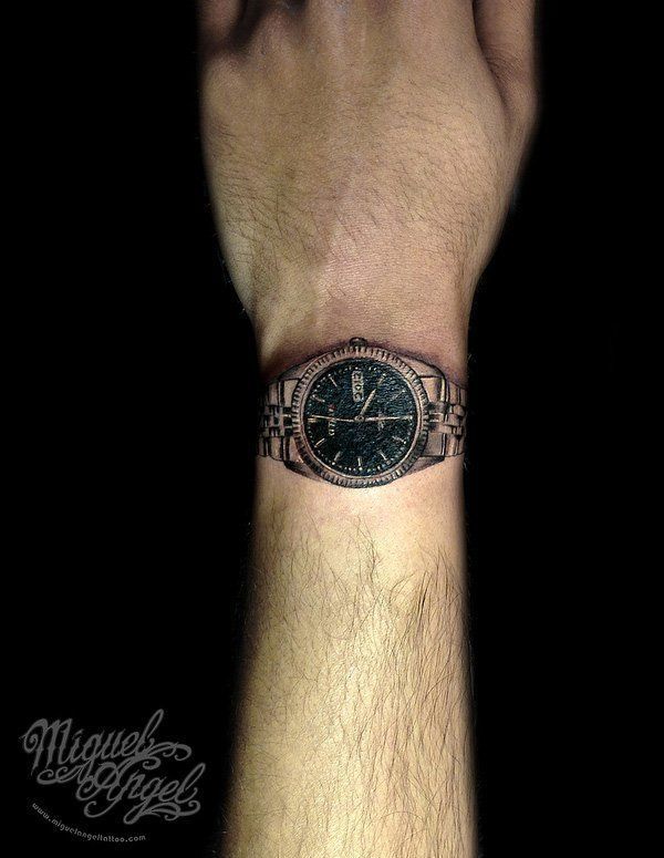 A Cool metal watch Wrist Tattoo for Men Tattoo on skin