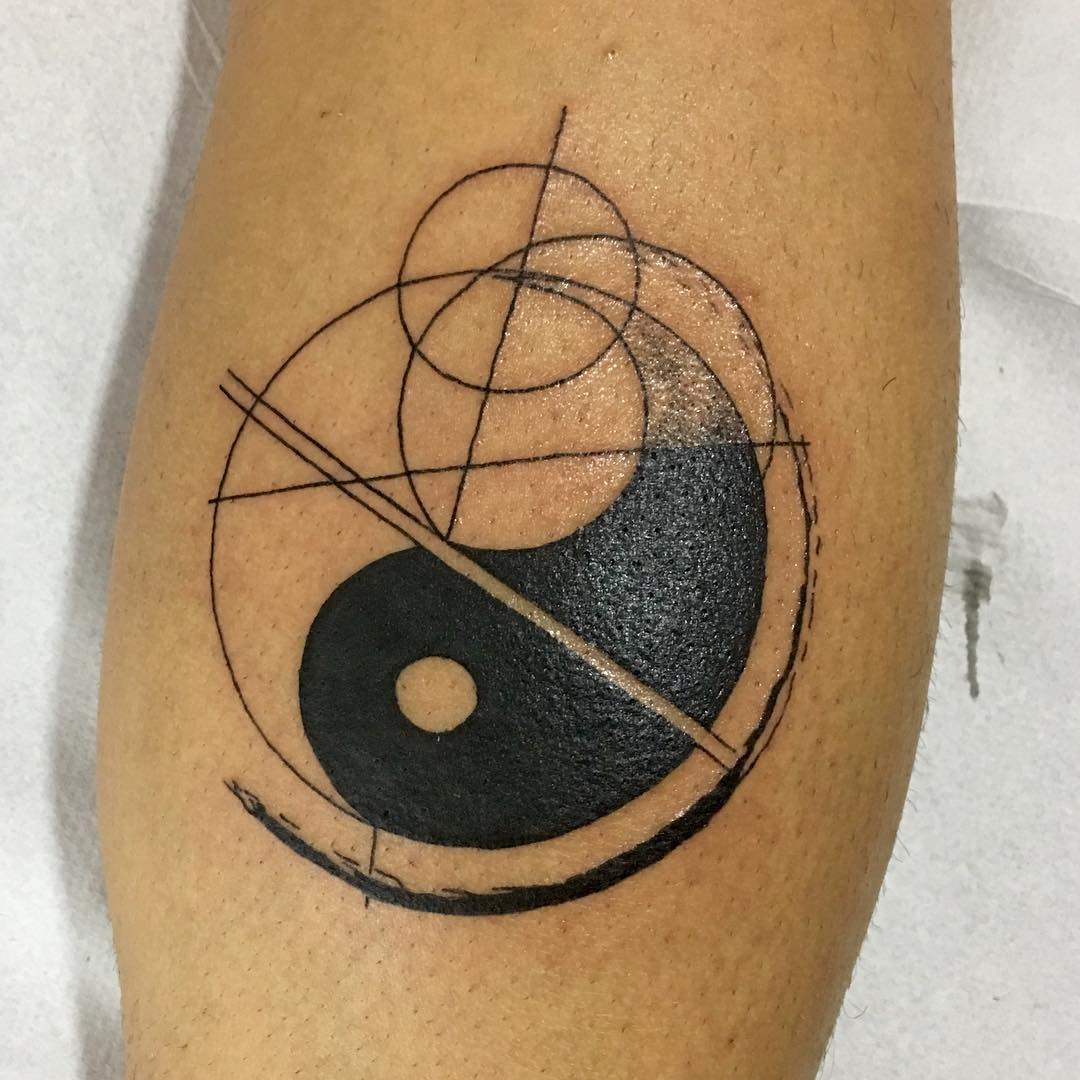 Geometric Black & White Yin-Yang Tattoo Tattoo on skin