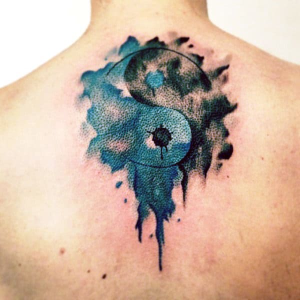 Minimalist Watercolor Smoke Yin-Yang Tattoo Tattoo on skin